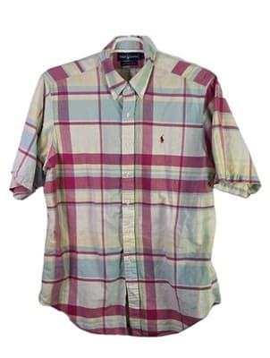 Polo Ralph Lauren Men's Large Plaid Color Block Short Sleeve Button Up Shirt - Image 1
