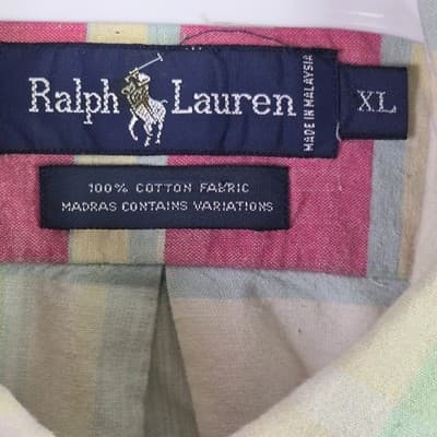 Polo Ralph Lauren Men's Large Plaid Color Block Short Sleeve Button Up Shirt - Thumbnail 4