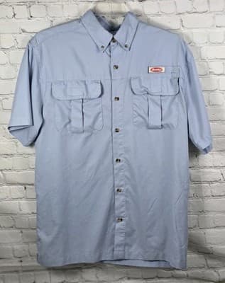 Berkeley Button Men's Large Blue Short Sleeve Fishing Shirt - Image 1