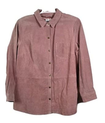 Denim & Co Lined Women's XL Mauve Pink Leather & Polyester Jacket - Image 1