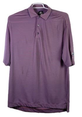 FootJoy Men,s Large Pink & Blue Striped Performance Golf Polo Shirt - Image 1