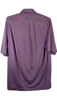 FootJoy Men,s Large Pink & Blue Striped Performance Golf Polo Shirt - Thumbnail 8