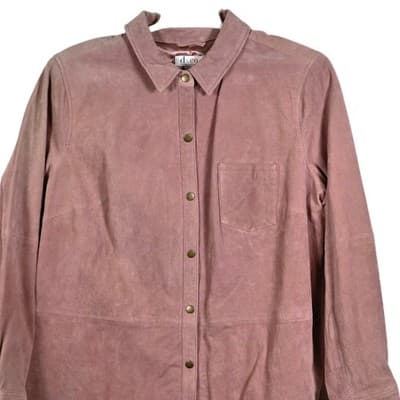 Denim & Co Lined Women's XL Mauve Pink Leather & Polyester Jacket - Thumbnail 2