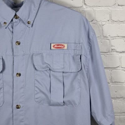 Berkeley Button Men's Large Blue Short Sleeve Fishing Shirt - Thumbnail 3