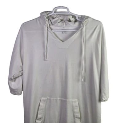 Dkny Sport Women's Large White Hooded Sweatshirt Dress - Thumbnail 2