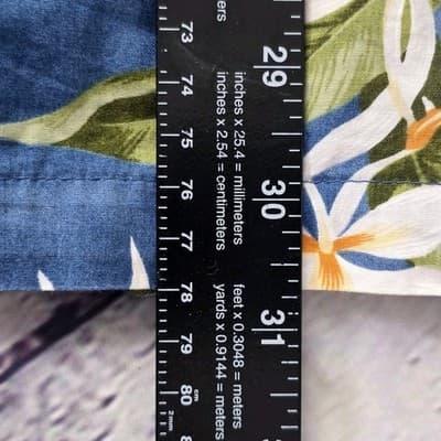 Jade Fashions Men's Large Hawaiian Tan and Blue S/S Button Down Shirt - Thumbnail 9