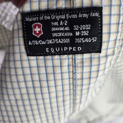 Victorinox Swiss Army Knife Men's Medium Button Down Plaid Short Sleeve Shirt - Thumbnail 4