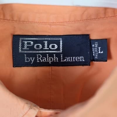 Vtg Polo Ralph Lauren Men's Large Orange Chamois Outdoor Button Down Shirt - Thumbnail 4
