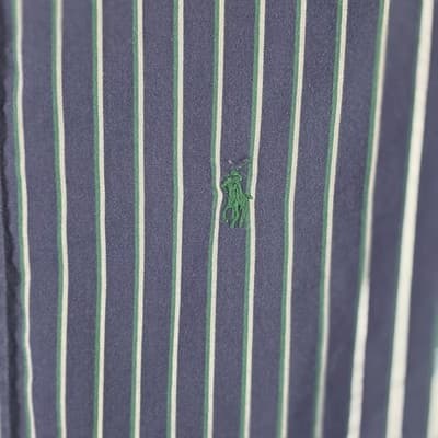 Polo Ralph Lauren Men's Large Blaire Blue Striped Long Sleeve Button Down - Thumbnail 3