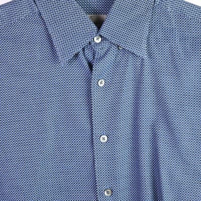 Canali Men's Large Blue Check Impeccabile Long-Sleeve Button Down Dress Shirt - Thumbnail 3