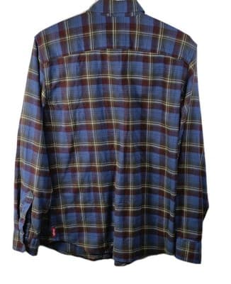Wrangler Men's Small Blue Plaid Metal Button's Long Sleeve Flannel Shirt - Thumbnail 7