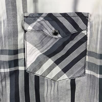 Wrangler Men’s XL Grey Striped Pearl Snap Retro Long Sleeve Button Up Shirt - Thumbnail 3