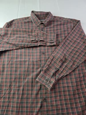 Woolrich Men's XL Plaid Red Earthtone Long Sleeve Button Down Shirt - Thumbnail 2