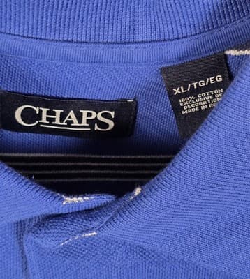 CHAPS Men's XL Blue StripedPolo Golf Short Sleeve Shirt - Thumbnail 3