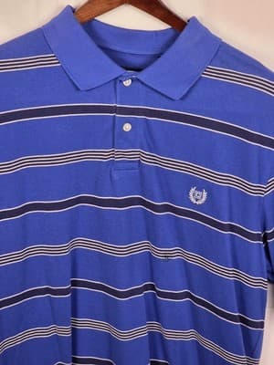 CHAPS Men's XL Blue StripedPolo Golf Short Sleeve Shirt - Thumbnail 2