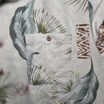 Saddlebred Men’s Tan XXL Silk Hawaiian Floral Short Sleeves Button Down Shirt - Thumbnail 3