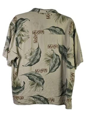 Saddlebred Men’s Tan XXL Silk Hawaiian Floral Short Sleeves Button Down Shirt - Thumbnail 7