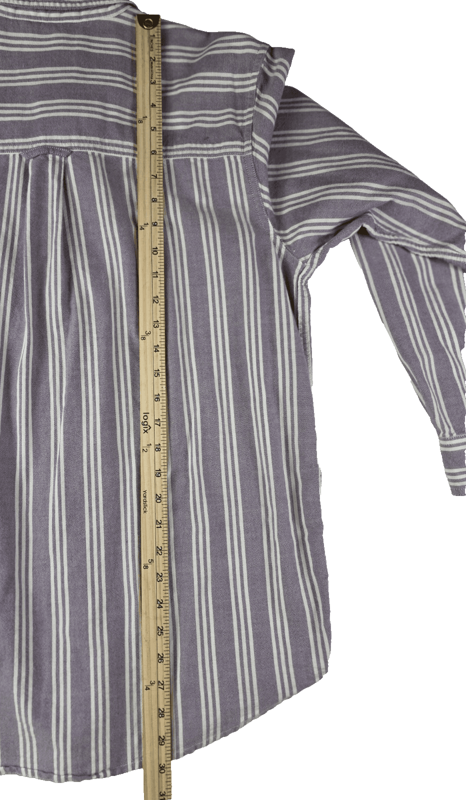 CHAPS Men's Medium Lavender Striped Button Down Long Sleeve Shirt - Thumbnail 5