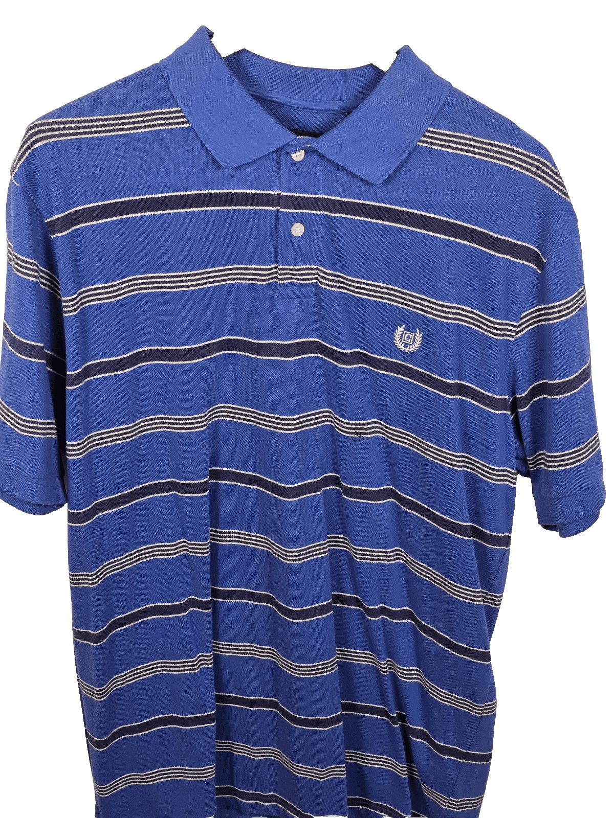 CHAPS Men's XL Blue StripedPolo Golf Short Sleeve Shirt - Image 1