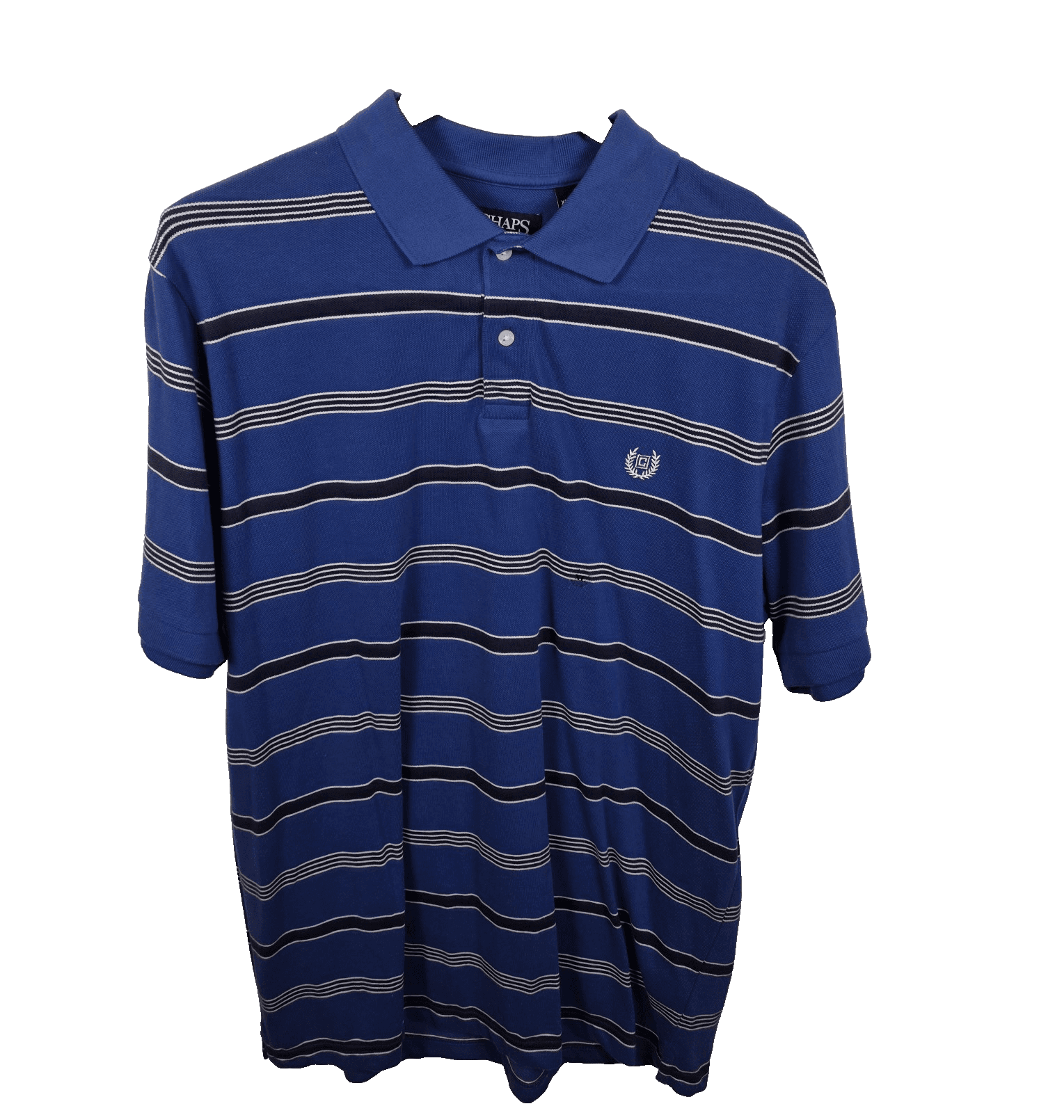 CHAPS Men's XL Blue StripedPolo Golf Short Sleeve Shirt - Thumbnail 4