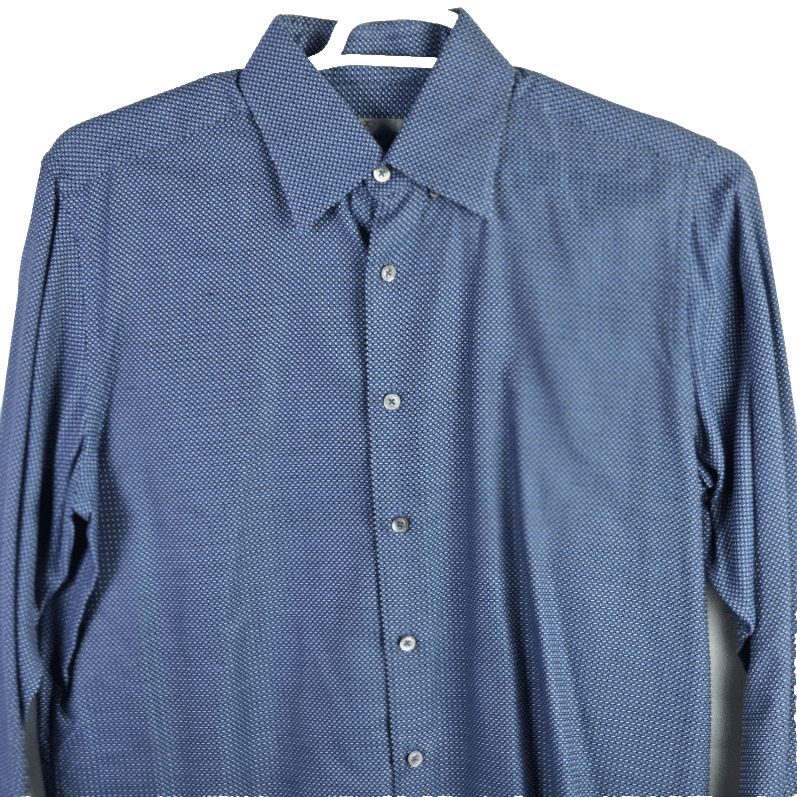 Canali Men's Large Blue Check Impeccabile Long-Sleeve Button Down Dress Shirt - Thumbnail 2