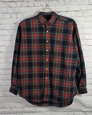 Polo Ralph Lauren Men's L Blake Red Tartan Plaid Long Sleeve Button-Down Shirt - Image 1