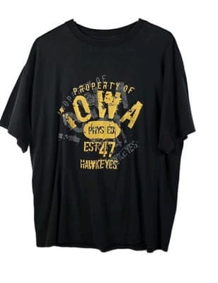 Iowa Hawkeyes Men's XL Black T-Shirt RN # 49068 * Flawed * - Image 1