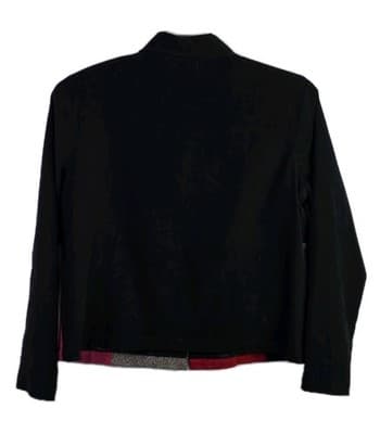 Koret Petites Women's Medium Black Red Patchwork Squares Jacket *Sample Model* - Thumbnail 5