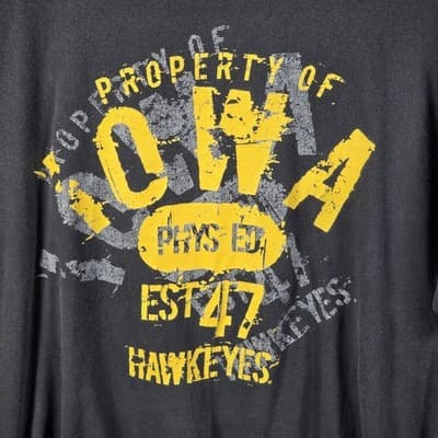 Iowa Hawkeyes Men's XL Black T-Shirt RN # 49068 * Flawed * - Thumbnail 3