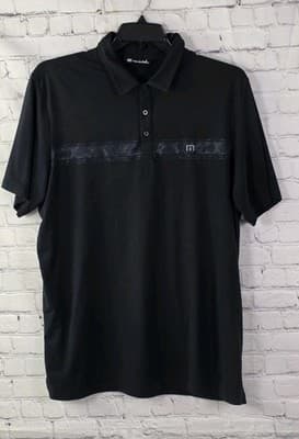 Travis Mathew Men's XL Black Tropical Short Sleeve Polo Shirt - Image 1