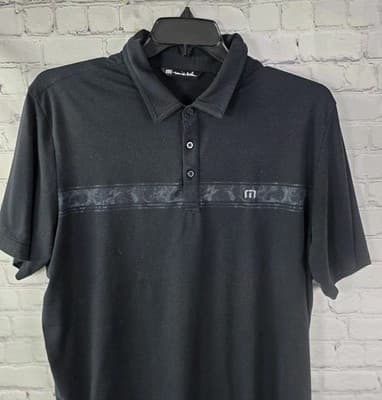 Travis Mathew Men's XL Black Tropical Short Sleeve Polo Shirt - Thumbnail 3