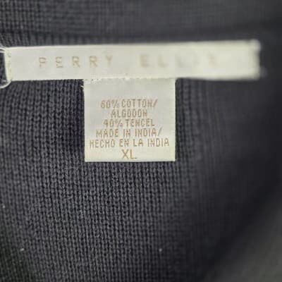 Perry Ellis Men's XL Black Full Zip Cardigan Long Sleeve Sweater - Thumbnail 3