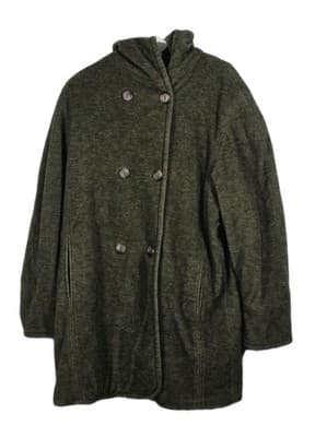 Vintage L.L. Bean Women's Large Green Pea Coat - Image 1
