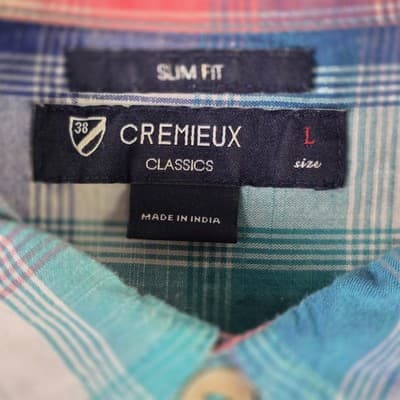 Cremieux Classics Men's Large Plaid Slim Fit Button Down Short Sleeve Shirt - Thumbnail 3