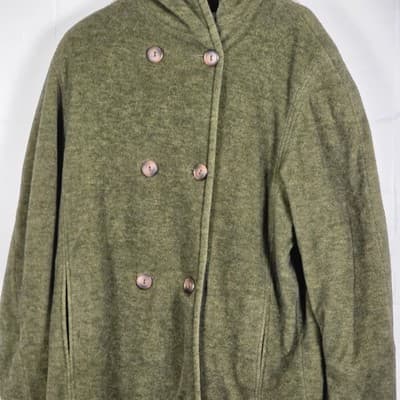 Vintage L.L. Bean Women's Large Green Pea Coat - Thumbnail 2