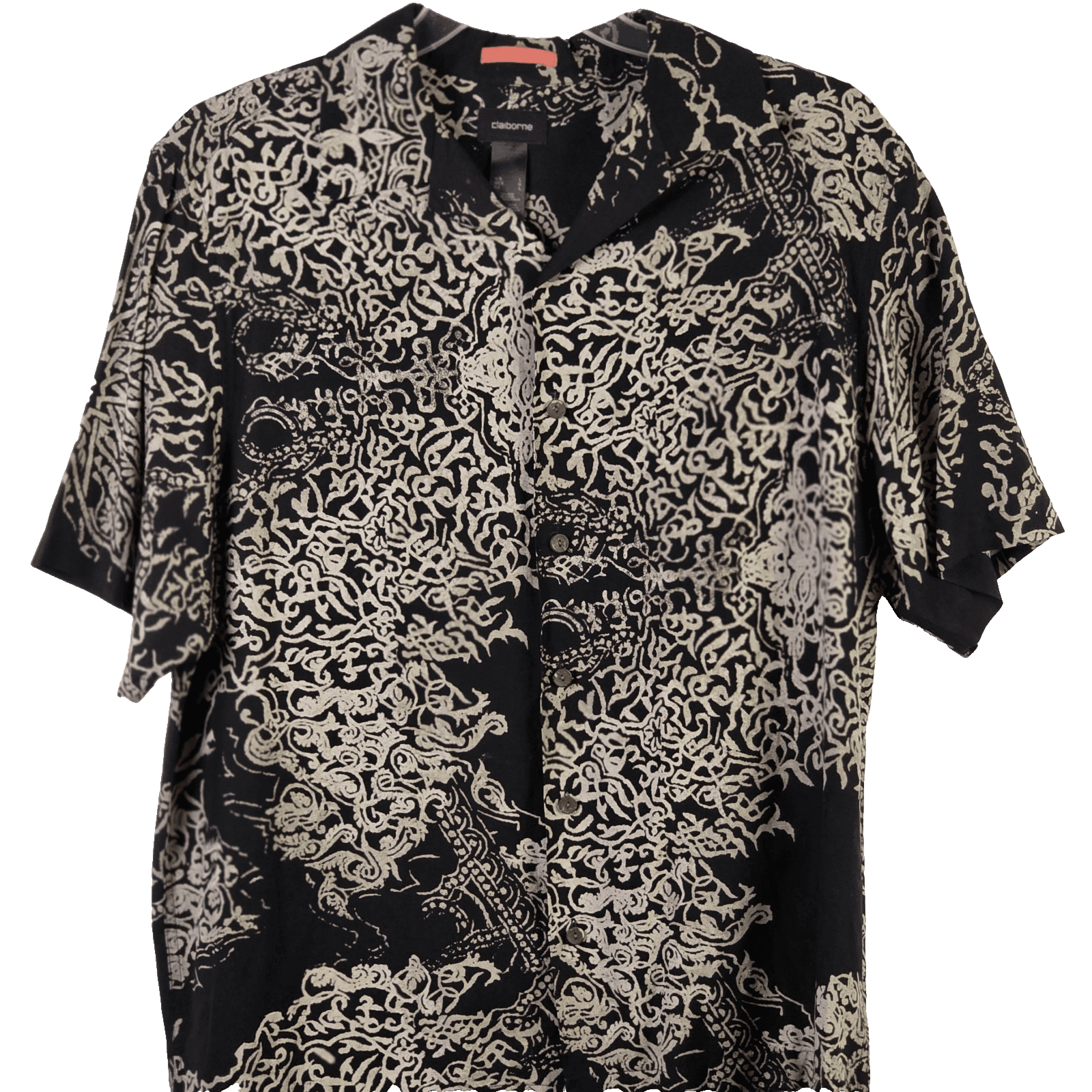 Liz Claiborne Men's Large Silk & Linen Short Sleeve Button Down Shirt - Thumbnail 2