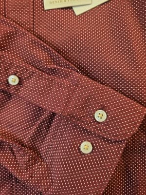 Denim & Flower Men’s XL Maroon Red Polka Dot Long Sleeve Button Up Shirt NWT - Thumbnail 2