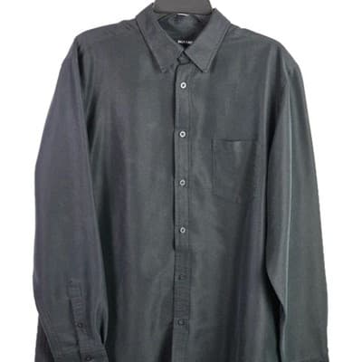Murano Men's Large Black Long Sleeve Button Down Shirt - Thumbnail 2