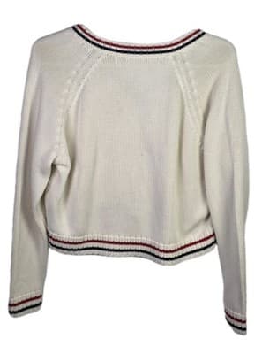 NWT The Drop Women's Large White W/ Red V-Neck Sweater - Thumbnail 5