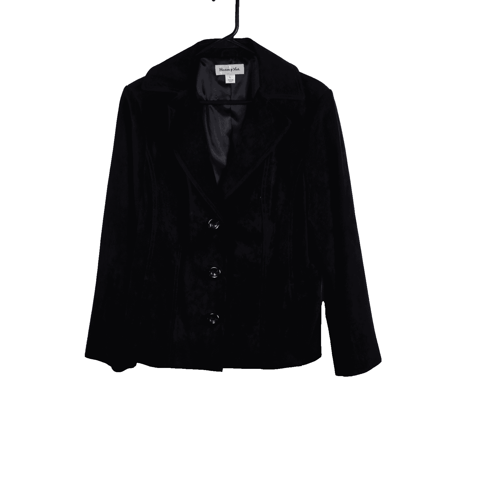 Preston & York Women's Large Black Leather Blend Button Down Jacket - Thumbnail 2