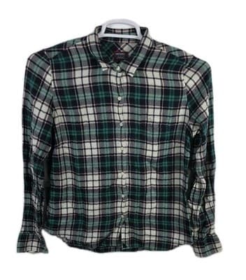 UNTUCKit Women's Size 0 Michelot Medium Green / Blue Plaid Button Up Shirt - Image 1