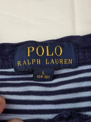 Polo Ralph Lauren Youth 14-16 Blue Striped Short Sleeve Shirt - Thumbnail 3