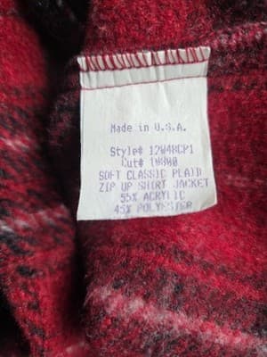 True Grit Women's Large Red Plaid Full Zip Jacket - Thumbnail 6