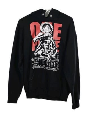 Anime Luffy Mens Medium Black Long Sleeve Hoodie - Image 1