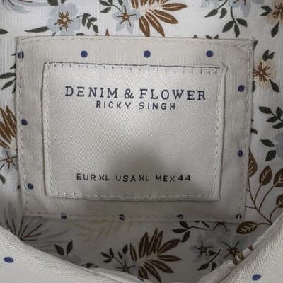 Denim And Flower Men's XL White & Blue Polka Dots Short Sleeve Button Up Shirt - Thumbnail 3