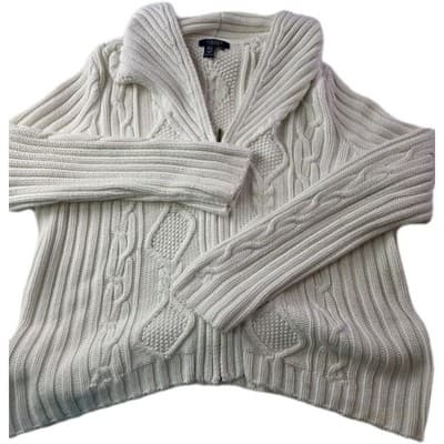 CHAPS Women's XL Ivory Cable-Knit Cowl Neck Sweater - Image 1