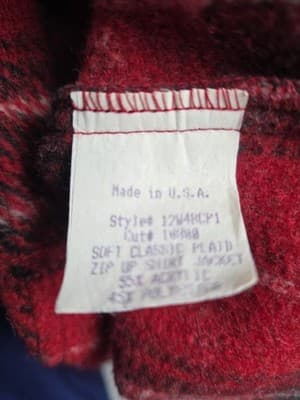 True Grit Women's Large Red Plaid Full Zip Jacket - Thumbnail 5