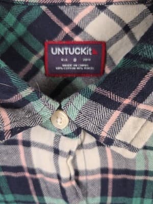 UNTUCKit Women's Size 0 Michelot Medium Green / Blue Plaid Button Up Shirt - Thumbnail 2