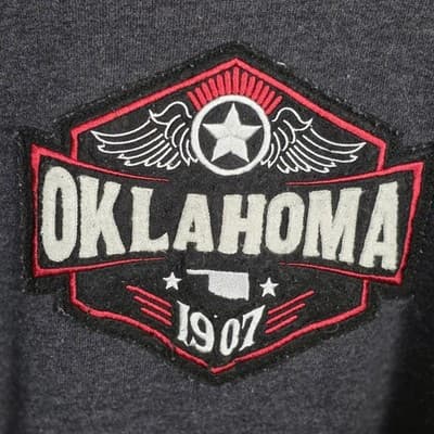 State Of Mine Oklahoma Unisex XL Gray Fleece Hoodie - Thumbnail 2