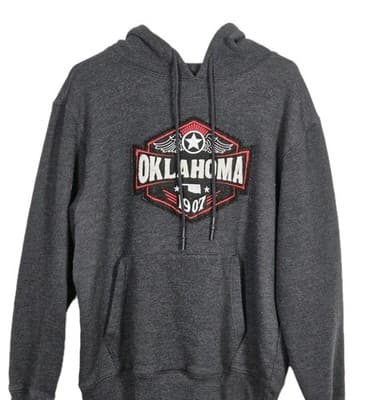 State Of Mine Oklahoma Unisex XL Gray Fleece Hoodie - Image 1
